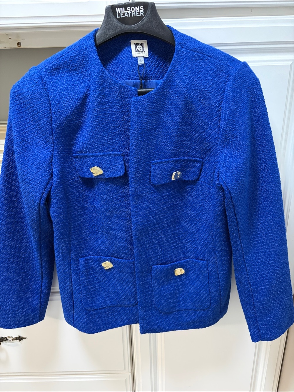 Anne Klein Royal Blue Bouclé Jacket with Gold Buttons